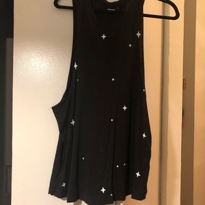 Star Print Black Tank